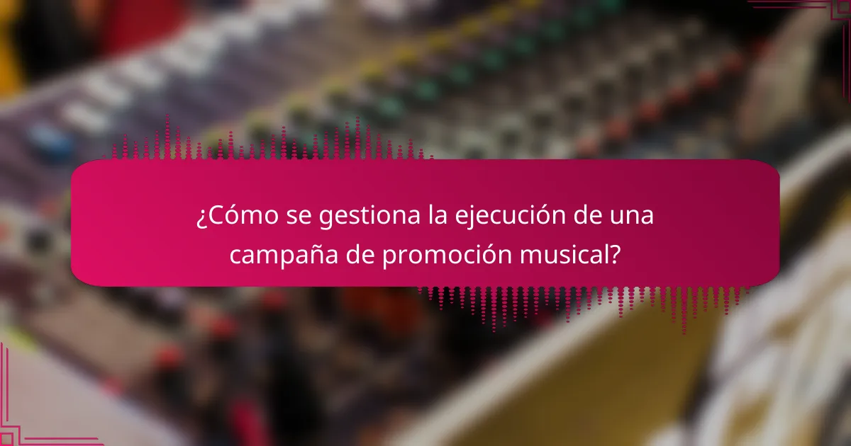 ¿Cómo se gestiona la ejecución de una campaña de promoción musical?