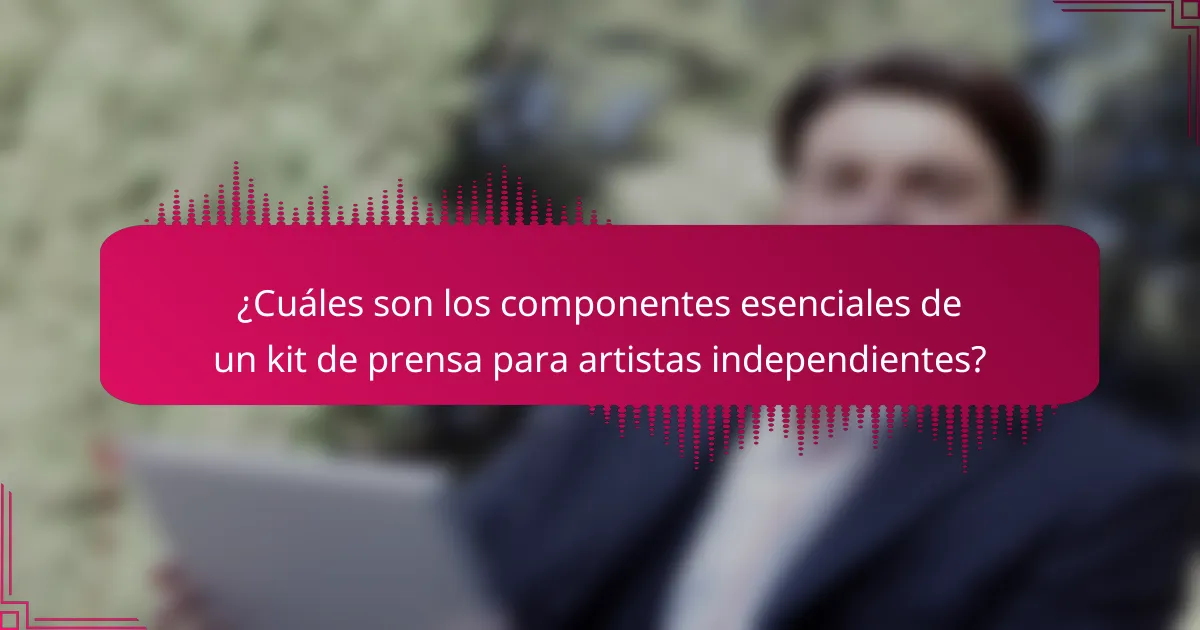 ¿Cuáles son los componentes esenciales de un kit de prensa para artistas independientes?