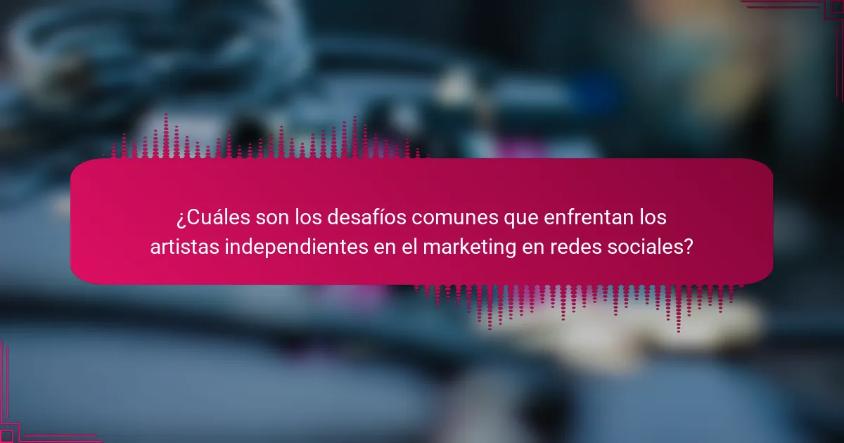 ¿Cuáles son los desafíos comunes que enfrentan los artistas independientes en el marketing en redes sociales?