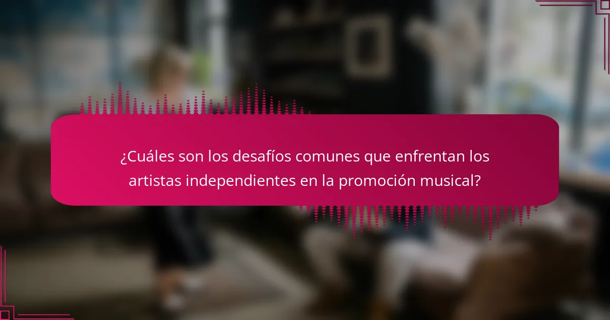 ¿Cuáles son los desafíos comunes que enfrentan los artistas independientes en la promoción musical?