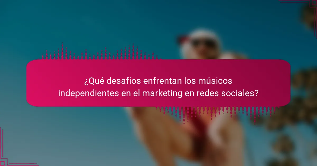 ¿Qué desafíos enfrentan los músicos independientes en el marketing en redes sociales?