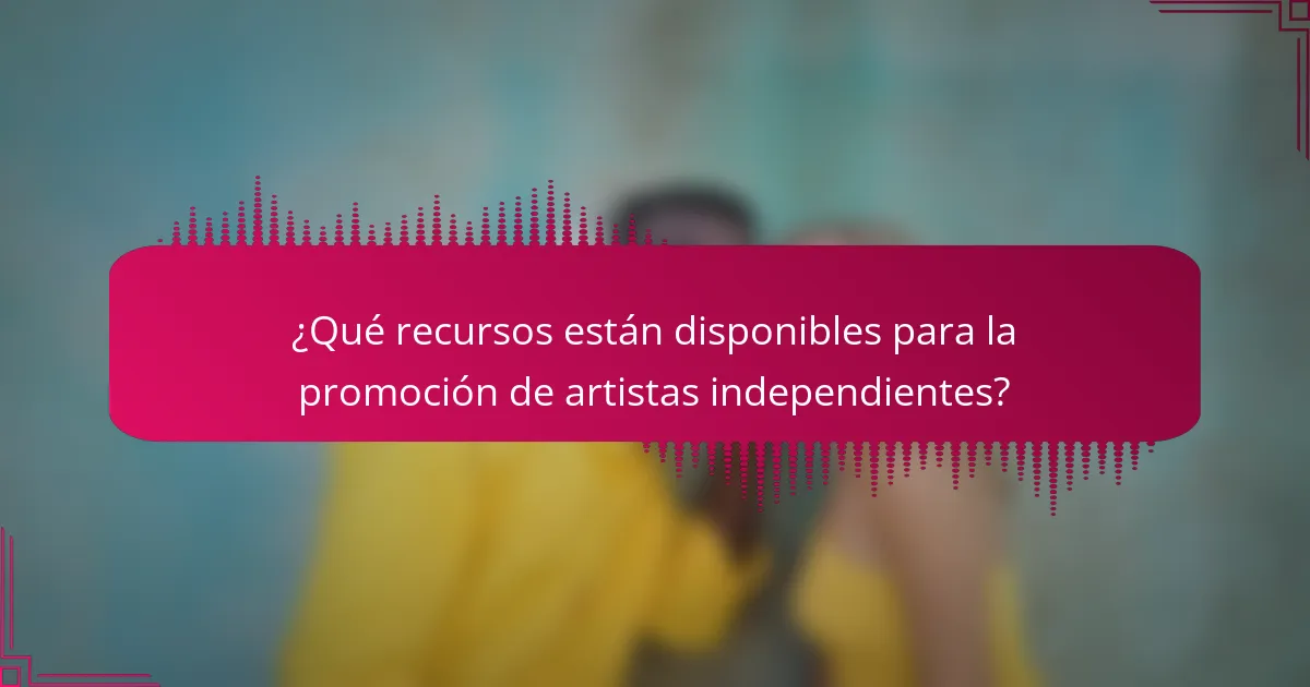 ¿Qué recursos están disponibles para la promoción de artistas independientes?